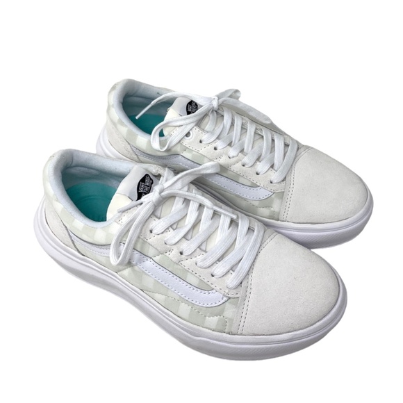VANS Old Skool Overt CC Shoe Platform Suede Check White Canvas Women VN0A7Q5ETDC - Picture 3 of 10